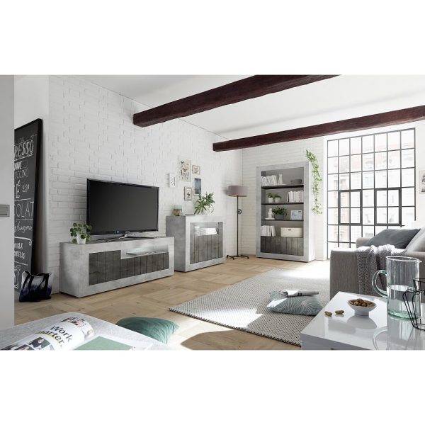 Siena 2 Door 2 Drawer Concrete Grey and Anthracite Sideboard - Image 4