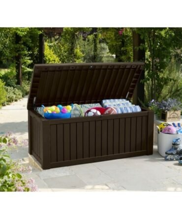 Keter Rockwood Plastic Garden Storage Box - Brown