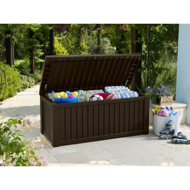 Keter Rockwood Plastic Garden Storage Box - Brown
