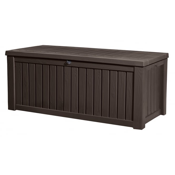 Keter Rockwood Plastic Garden Storage Box - Brown - Image 2