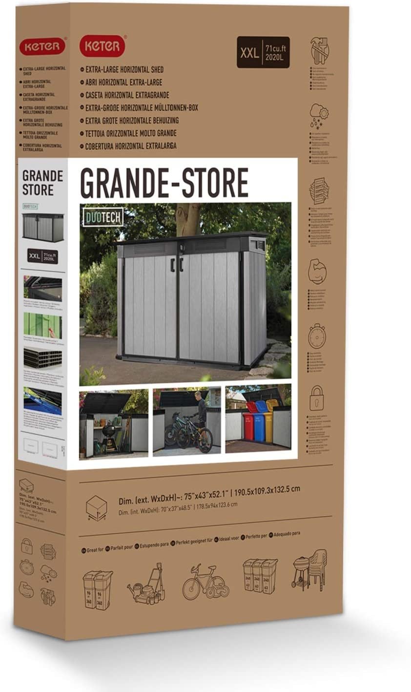 Keter Grande Store 2020L Storage Shed - Grey - Image 7