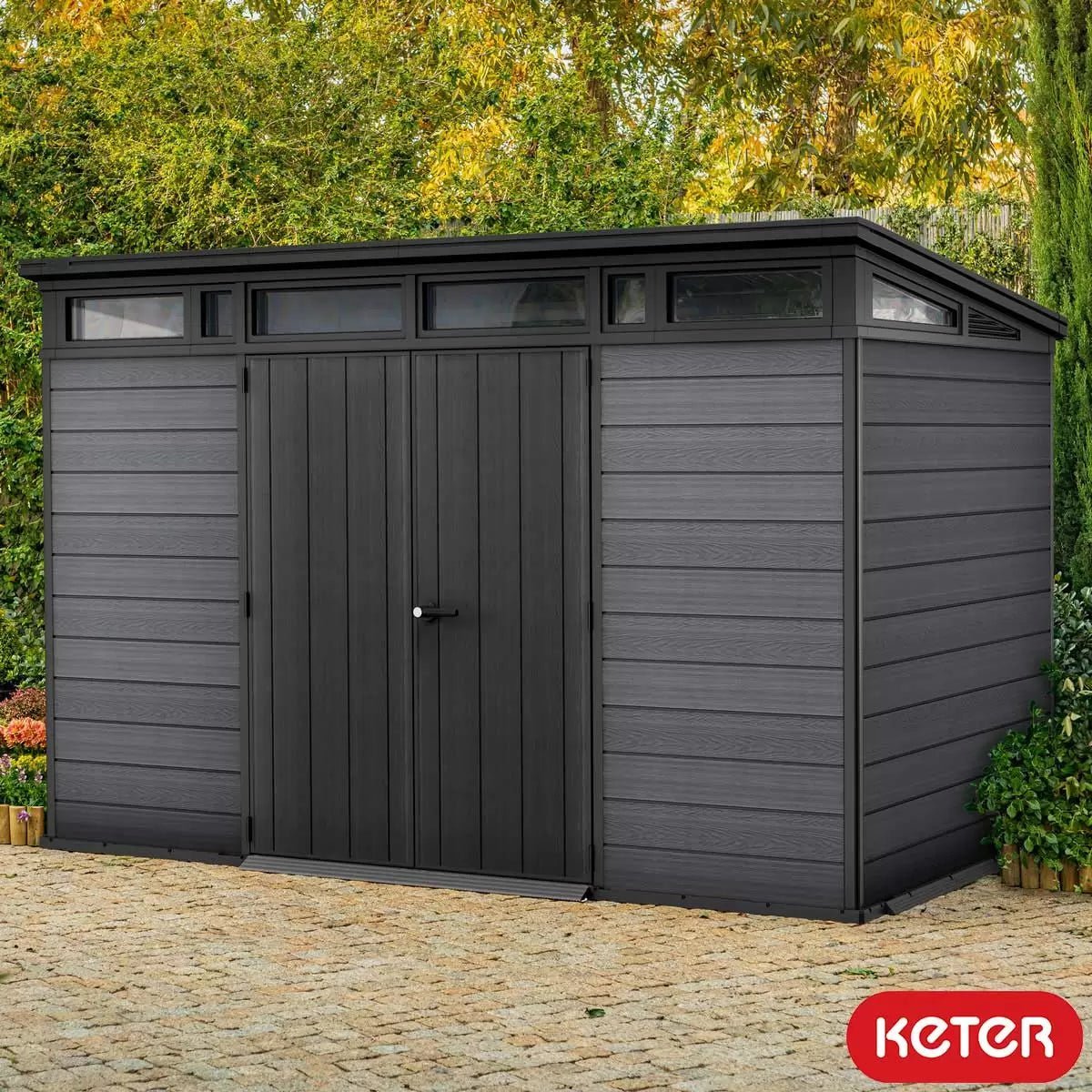 Keter 11x 7 Cortina Heavy Duty Plastic Pent Shed – Dark Grey - Image 2
