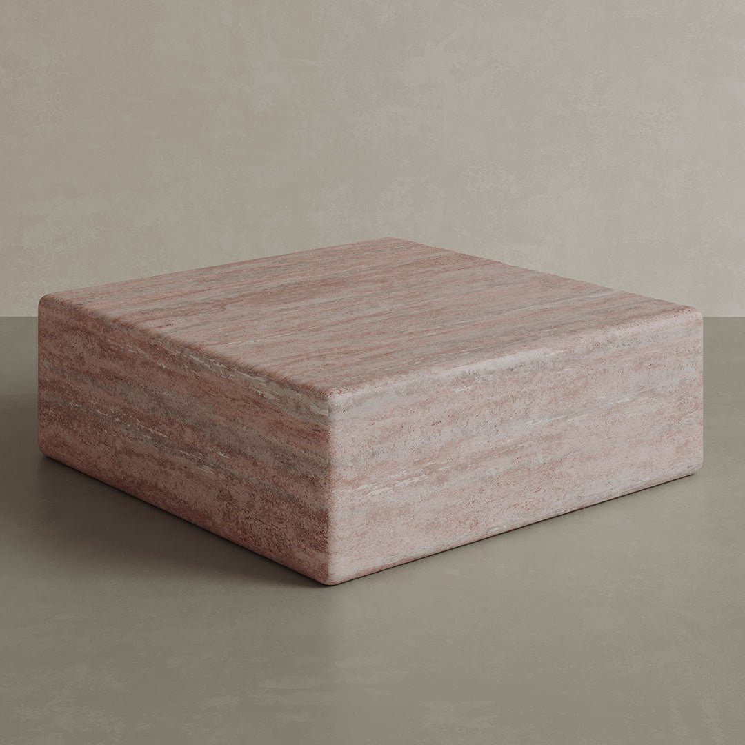 Cerazo Travertine Coffee Table, Red - Image 9