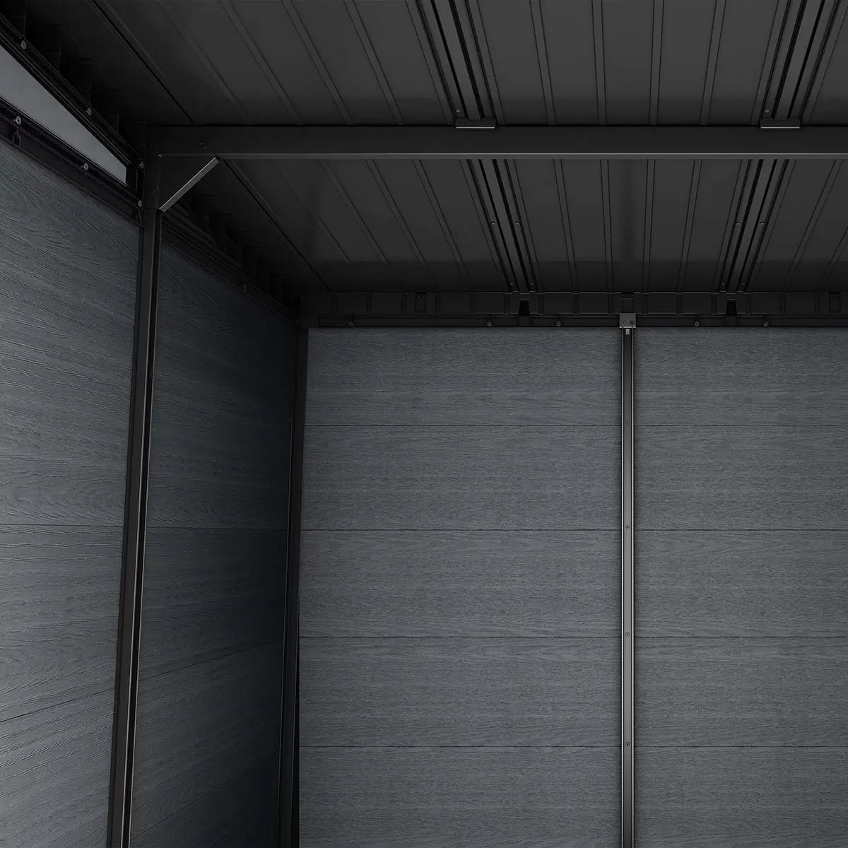 Keter 9x7.5 Newton Plus Side Entry Plastic Shed – Dark Grey - Image 5