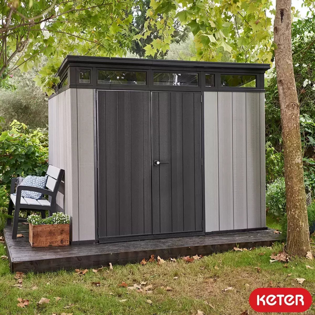 Keter 9x 7 Artisan Heavy Duty Plastic Pent Shed – Grey - Image 5