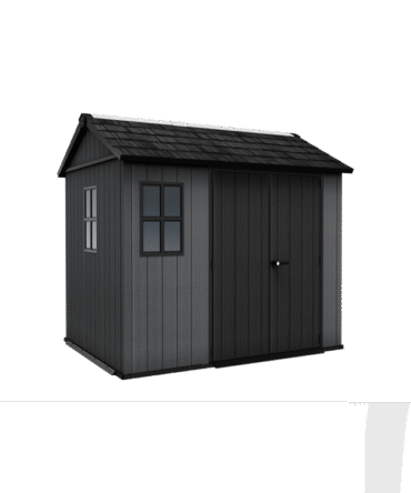 Keter 9x7.5 Newton Plus Side Entry Plastic Shed – Dark Grey