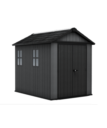 Keter 7.5’x9′ Newton Plus Front Entry Plastic Shed – Dark Grey