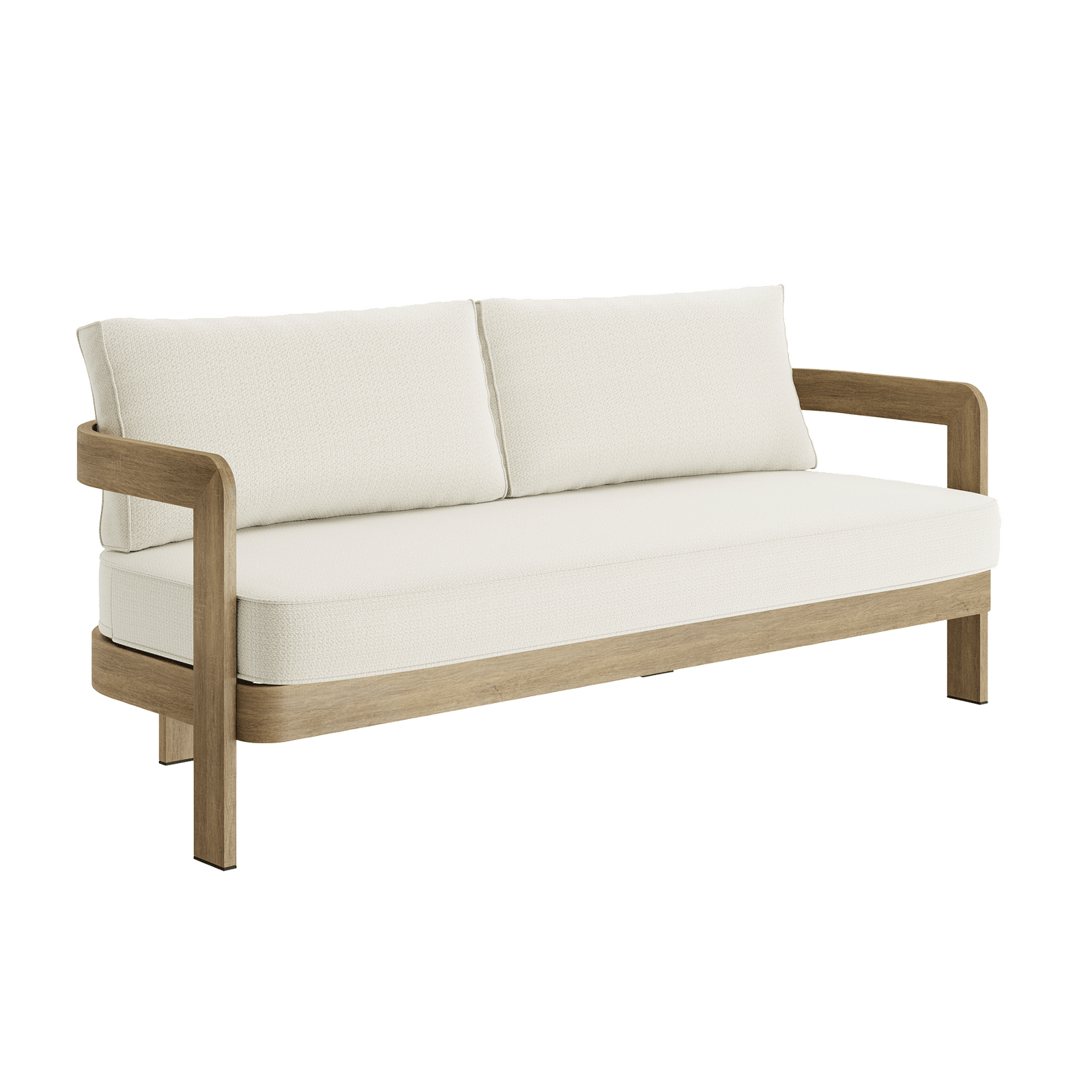 N3 Oak Three Seater Sofa Cirrus Textured Weave