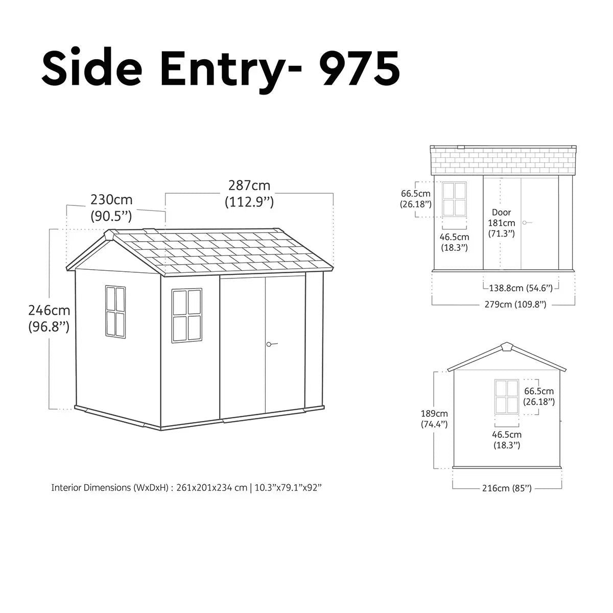 Keter 9x7.5 Newton Plus Side Entry Plastic Shed – Dark Grey - Image 6